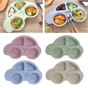 

Cute Servive plate Cartoon Feeding Dishes Food Tray Baby Dinnerware Wheat Straw Tableware for Baby Kids Dishes