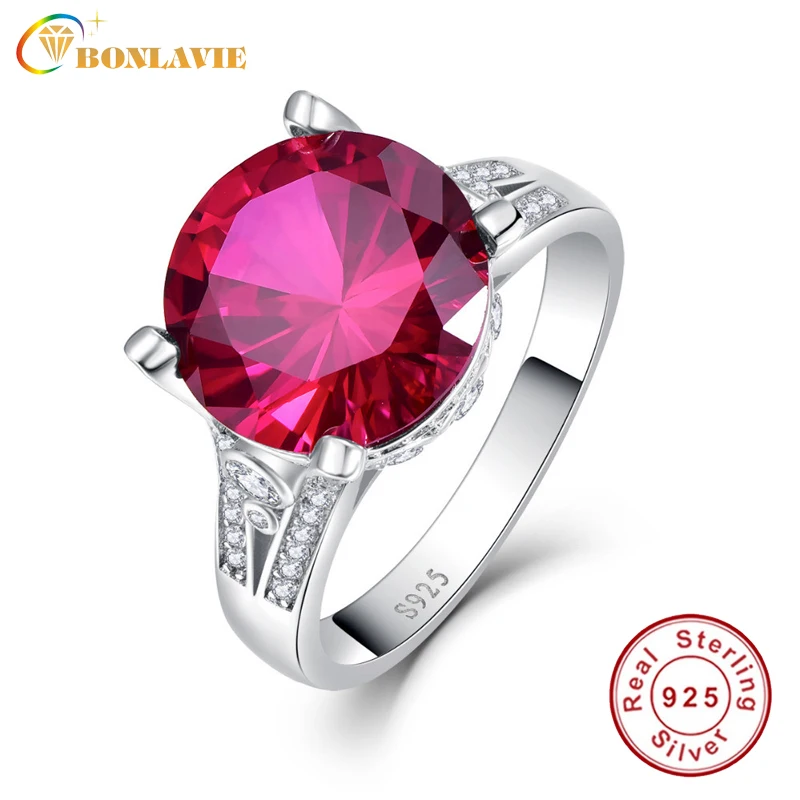 Bijoux Femme Marque De Luxe Стерлинговое Серебро 925 пробы Круглый красно рубиновый разрез