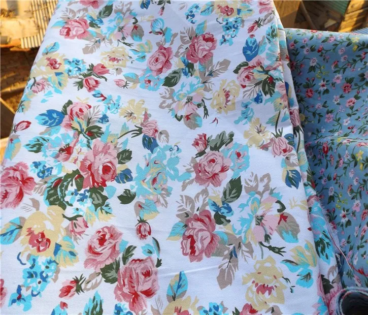 Floral Stretch imitation Denim cotton 