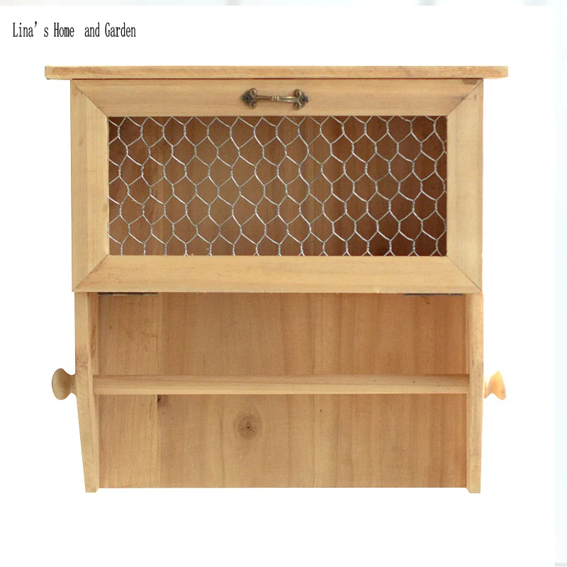 wall mounted vintage brown solid wooden mini cabinet (4)