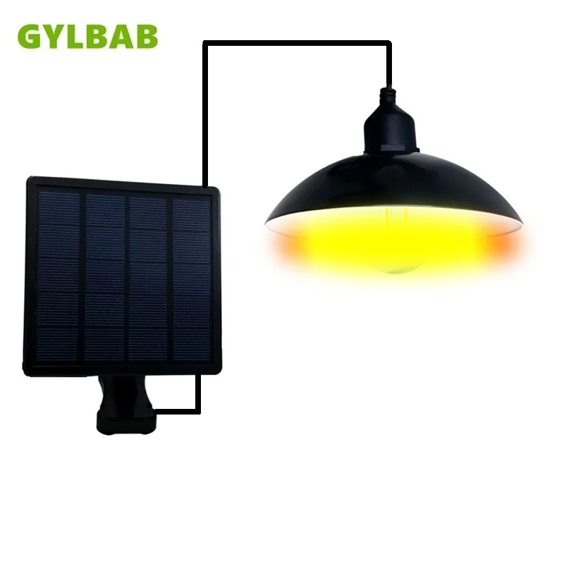 IN GYLBAB Solar powered led lamp light balcony ceiling retro pendant hanging bulb with shade e27 edison bulb outdoor