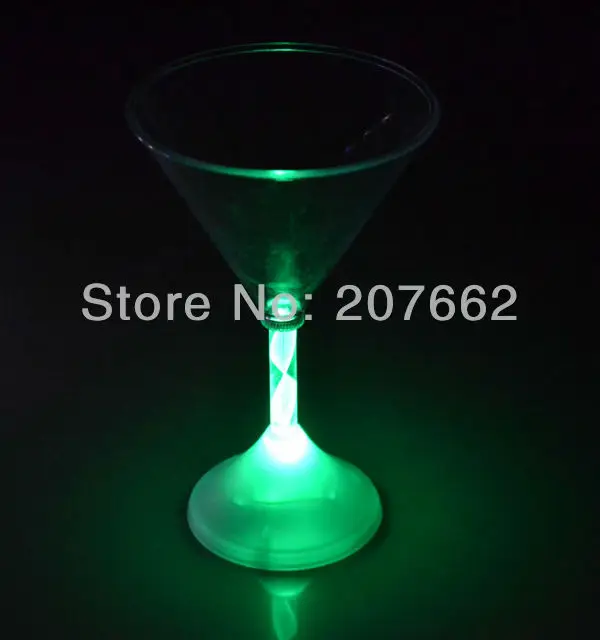 6 шт./партия, 175 мл/6 унций, светодиодный мигающая чашка, светодиодный свет, Мигающий Коктейль Мартини, цвет стекла, мигающий для напитков на вечеринку