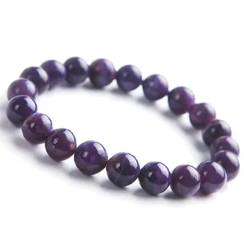 

10mm Natural Genuine Purple Charoite Finished Stretch Bracelets For Women Femme Charm Crystal Round Bead Bracelet