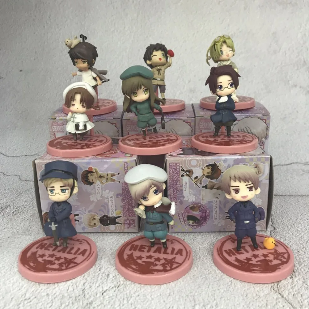 

Anime Cartoon Axis Powers Hetalia Q Version PVC Action Figure Collectible Model Kids Toys Doll Gifts 9pcs/set 6CM