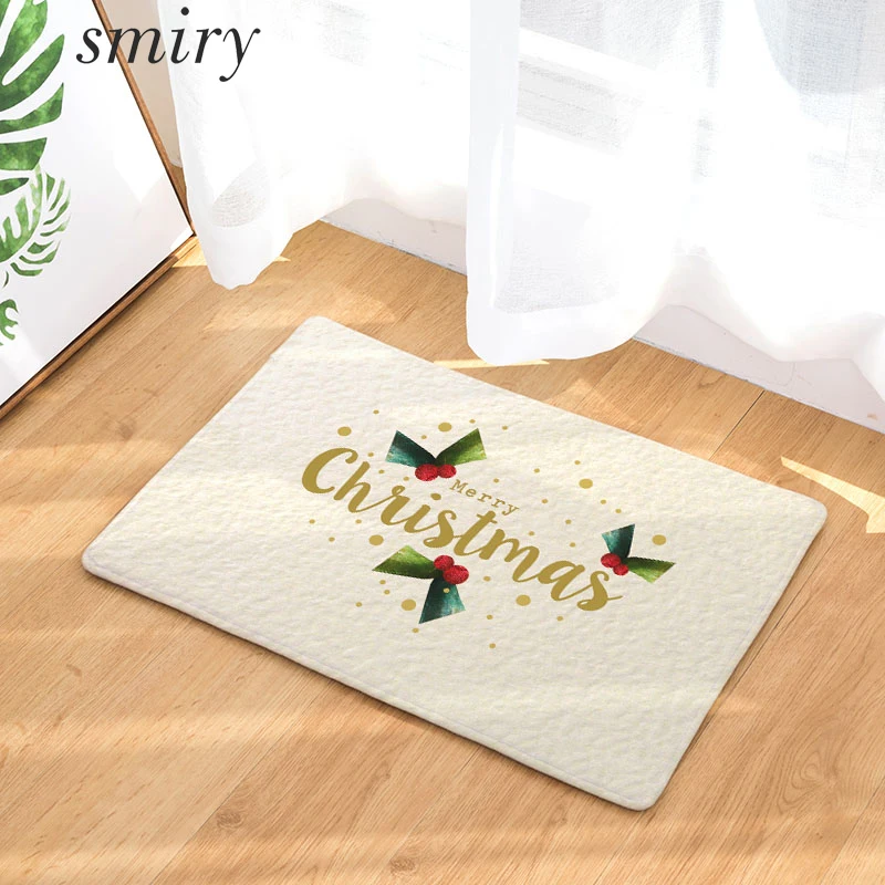 

Smiry Modern Christmas Minimalism Anti-Slip Floor Carpet Lovely Deer Wreath Words Christmas Tree Pattern Door Mat Decor Bedroom