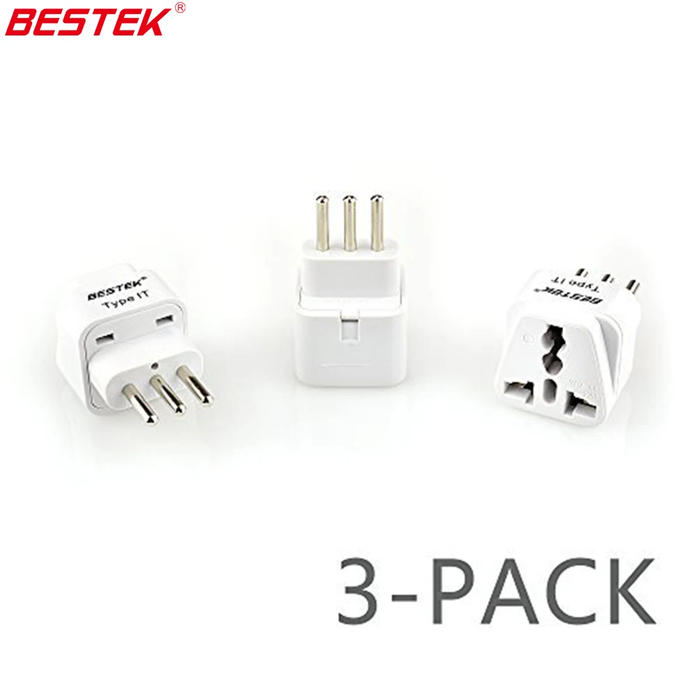 BESTEK Grounded International Travel Adapter Plug For Italy Compact 3