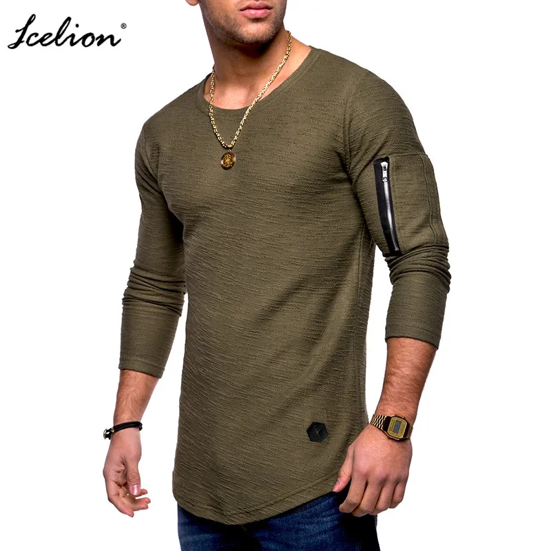 

IceLion 2019 New Spring Long Sleeve T Shirt Men Solid Color O-Neck Mens tshirt Camisetas Hombre Slim Fit Summer Tee Shirts