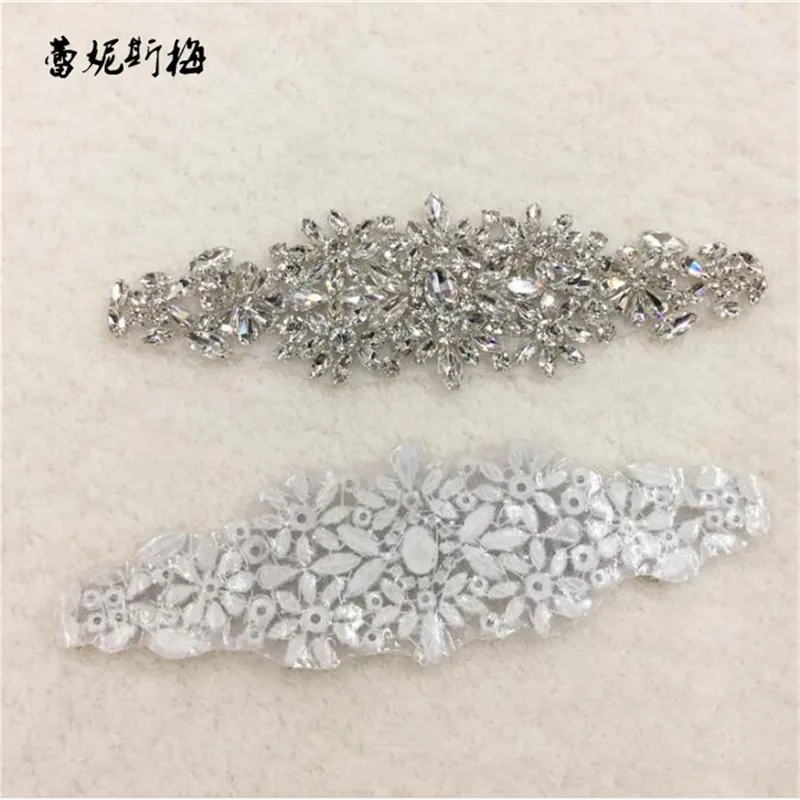 1Pc Bling Handmade Iron On Crystal Clear Rhinestone Applique for Wedding Ornaments Waist Baby Girl Hair Accessories RT097 | Дом и сад