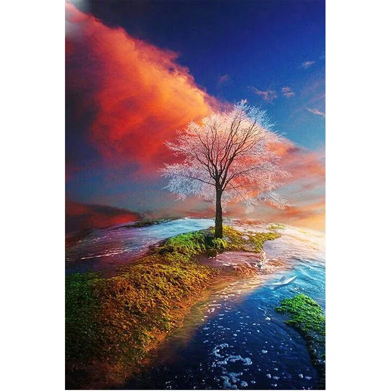 

5D DIY Diamond Embroidery Color Tree Full Round Cross Stitch Diamond Painting Patterns Rhinestones Needlework Home Decor Gift