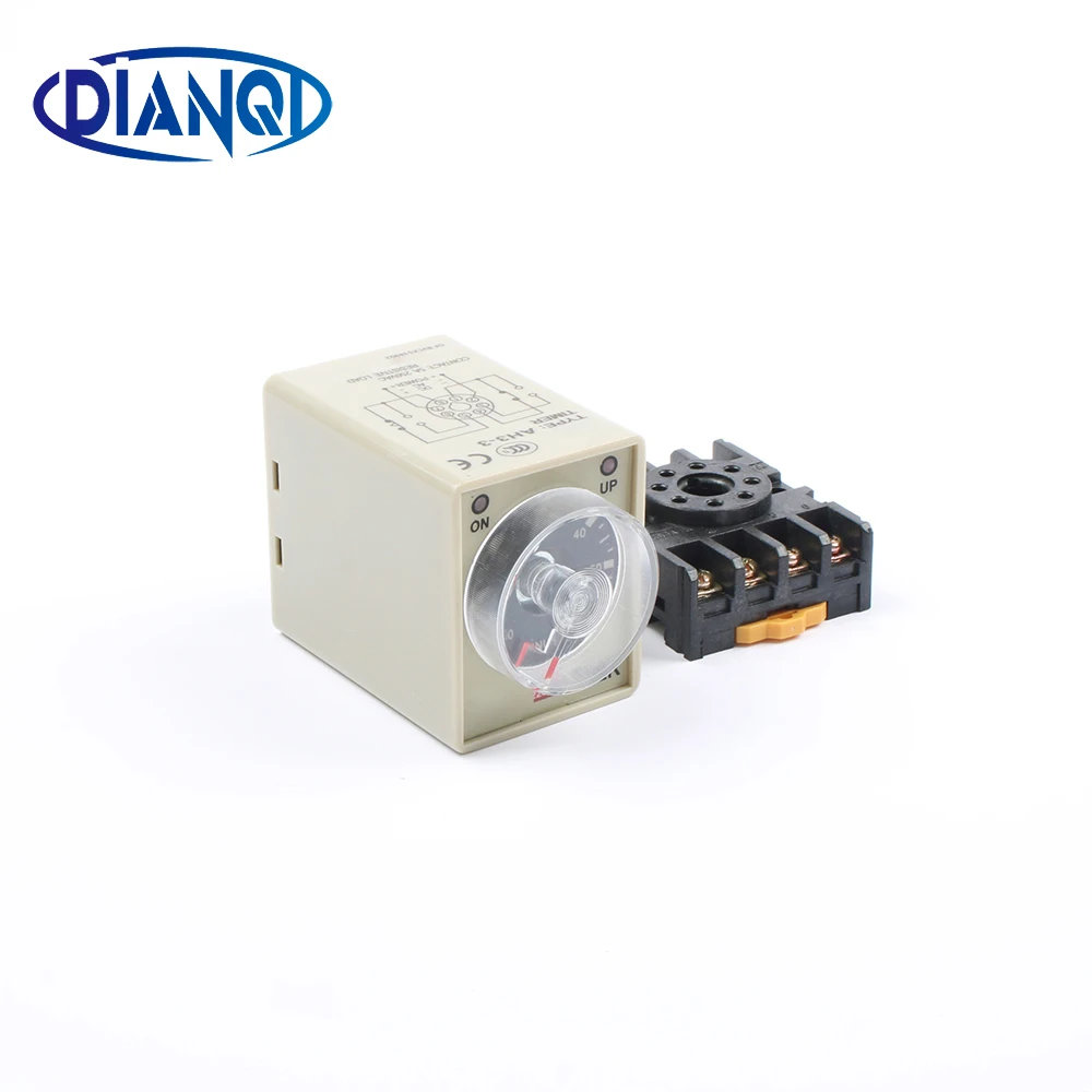AC 36V 110V 380V DC 24V Delay Timer Time Relay 0~60 Minute AH3-3 with socket base | Обустройство дома
