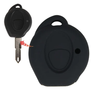

1pcs Washable Soft Silicone 1 Button Car Key Case Cover for Peugeot 206 106 Auto Key Protector Skin Chain