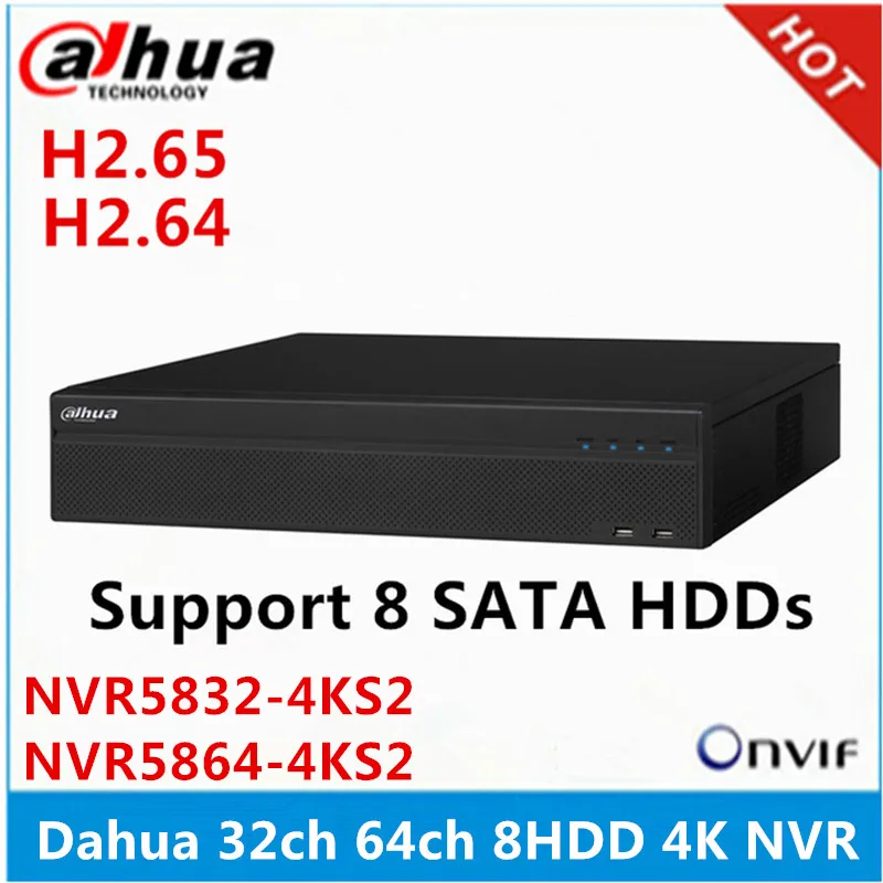 

original Dahua NVR5832-4KS2 32CH & NVR5864-4KS2 64CH Support 8 SATA HDDs 12MP NVR with Dahua Logo Network Video Recorder