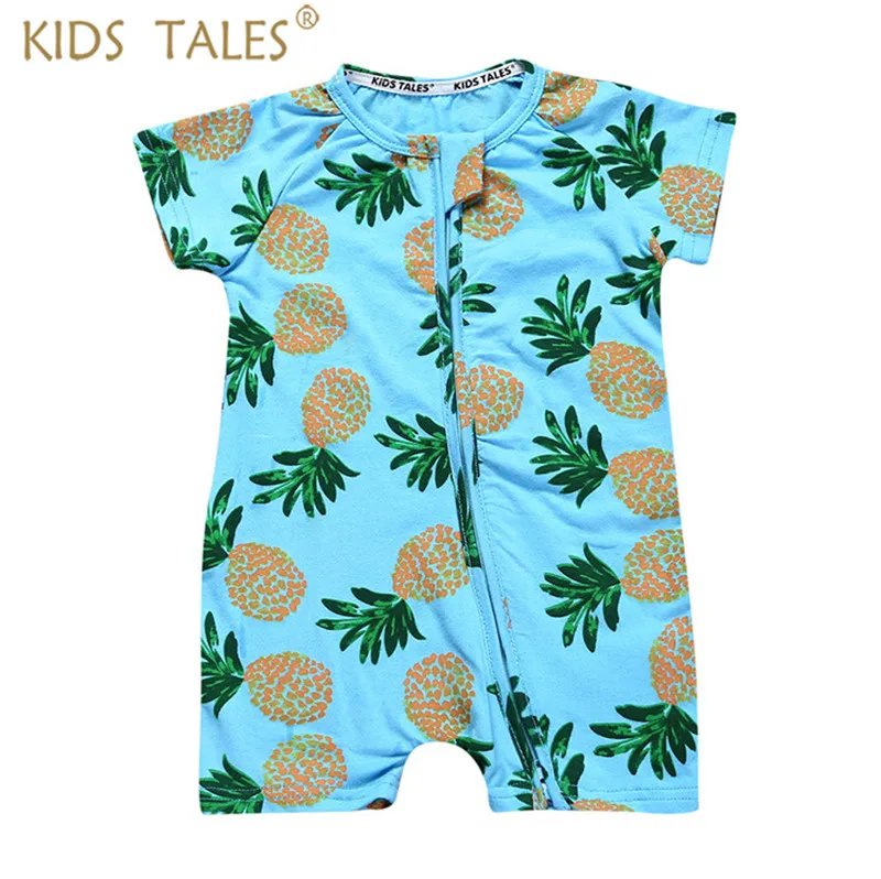 New Summer Pineapple Printed Baby Clothes Newborn Toddler Romper With