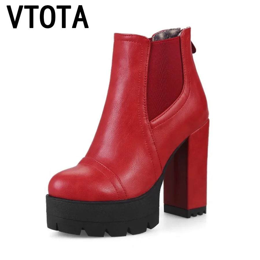 

VTOTA Black Ankle Boots Zip Women 2018 Autumn Boots Fashion High Heel Shoes Woman Platforma Buckle Bota Women Martin Boots J83