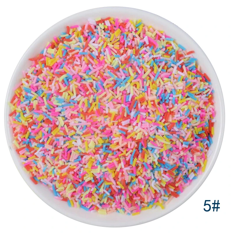 50g/lot Cute Hot Selling Clay Sprinkles, Colorful Heart Five Star Bow Candy Sprinkles for Crafts Making Slimediy