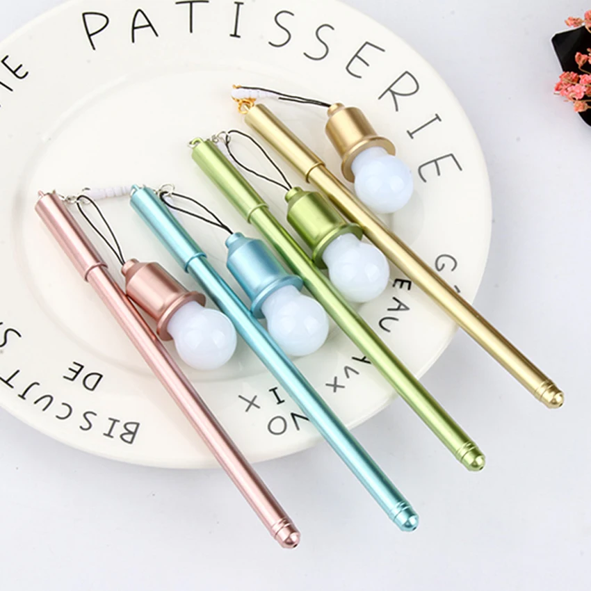 

1PC 0.28mm Cute Kawaii Plastic Gel Pen Creative Light Bulb Dust Plug Pen for Kids Gift Korean Stationery
