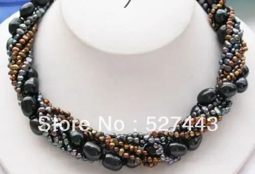 

Wholesale free shipping >>7row big BLACK COFFEE BAROQUE CULTURED PEARL NECKLACE