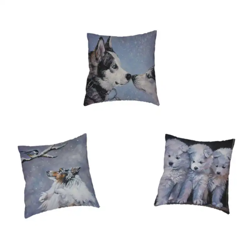 

2018 Hot Cute Animal Dog Pattern Cushion Cover Alaska Husky Dog Teddy Peach Skin Material Home Office Sofa Decorative Pillowcase