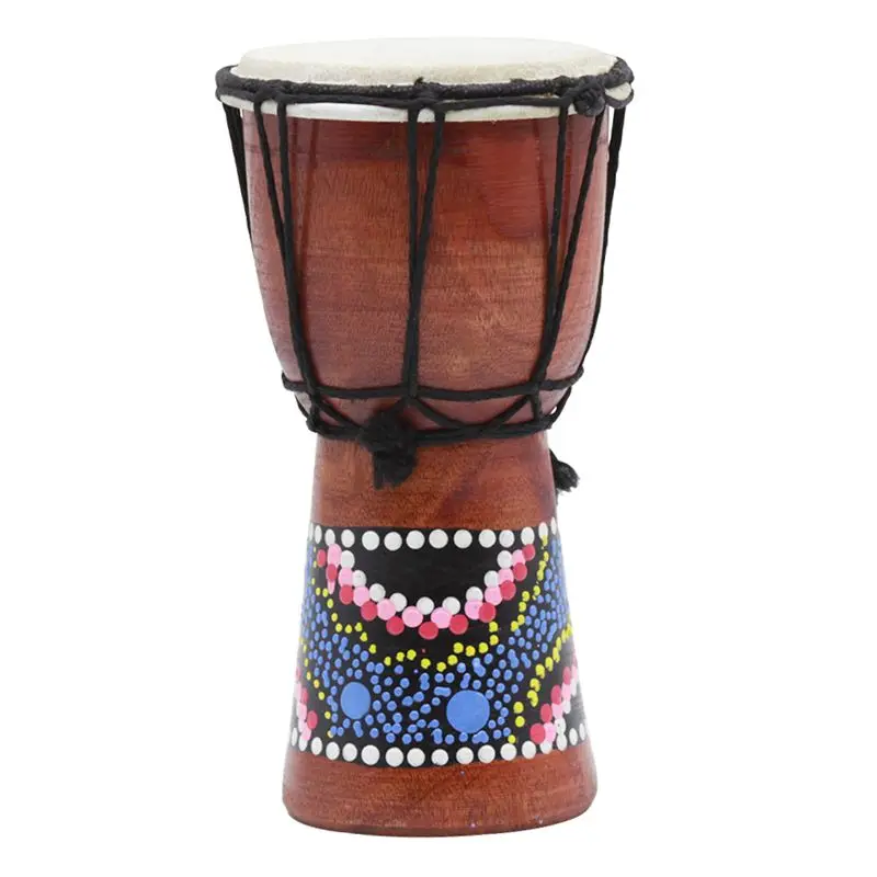

4 Inch African Drum Percussion Kid Toy Classic Painted Wooden African Style Hand Drum For Children Toys