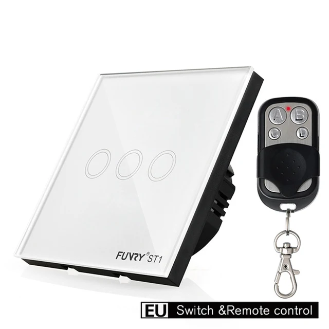 Funry 1 2 3 Gang EU Remote Switch Wifi Control Wireless Remote Wall Light Touch Switch Work With Broadlink / Geeklink Smart Home