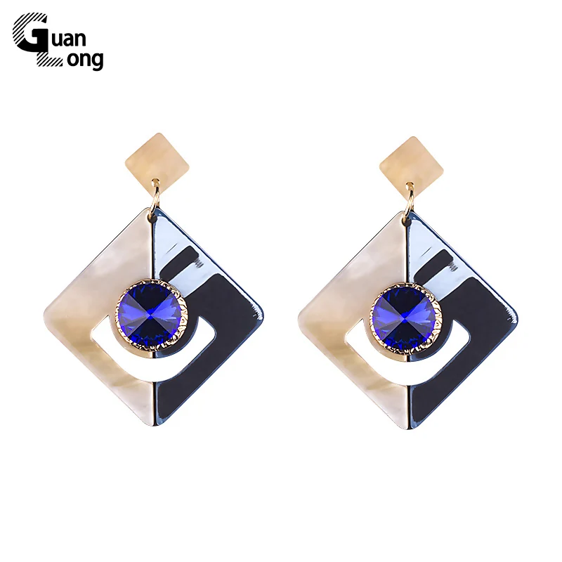 

GuanLong Resin Craft Triangle Square Big Dangle Earrings Personalized Jewellery For Drop Shipping Wholesale 4 Colors