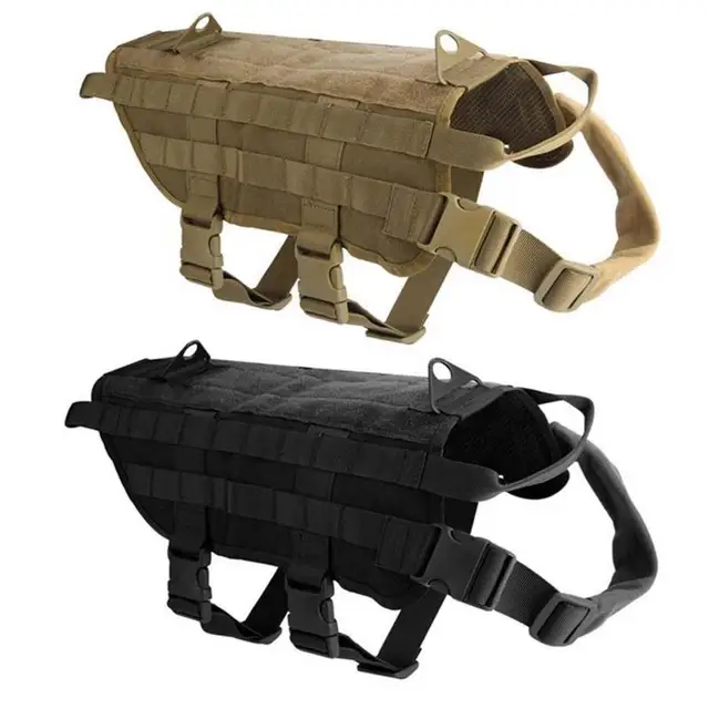 Tactical Dog Vest Harness Military Molle Army Green Harness For Small Medium Large Dogs Patrol Training Size S M L XL