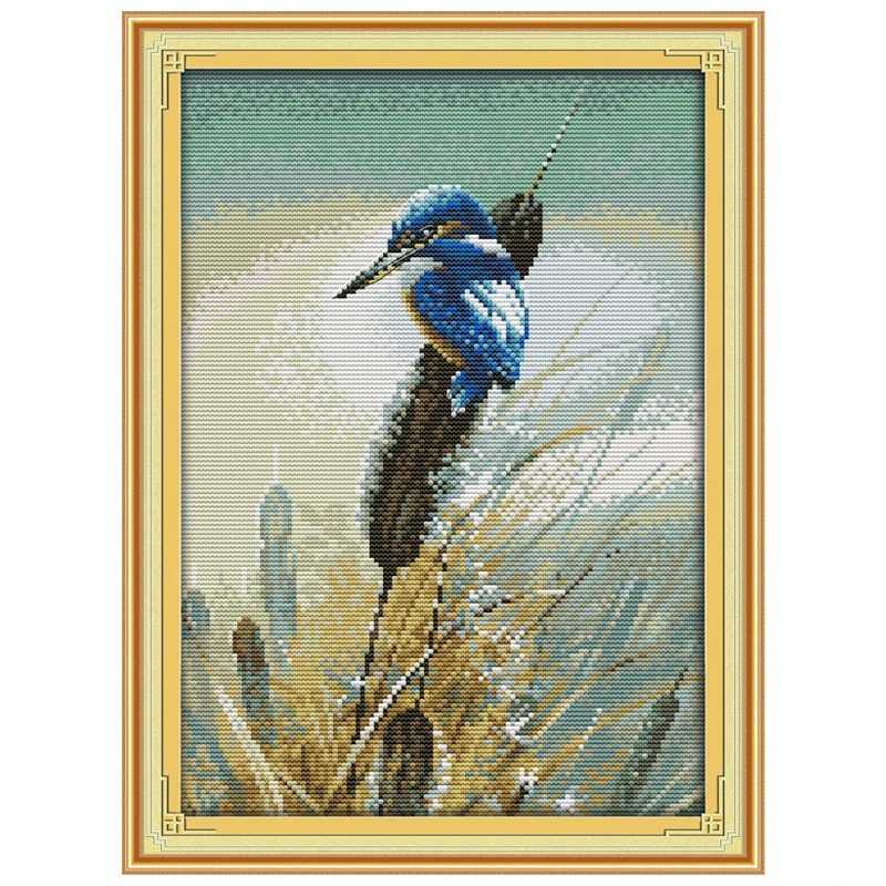 

River and Kingfisher Patterns Counted Cross Stitch 11CT 14CT Cross Stitch Sets Animals Cross-Stitch Kits Embroidery Needlework