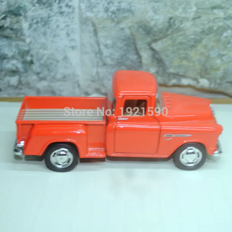 YJ KT 1/32 Scale, игрушки для автомобиля с оттягиванием, США 1955, Chevy Stepside, пикап, литая металлическая модель автомобиля, игрушка для подарка/коллекции/детей