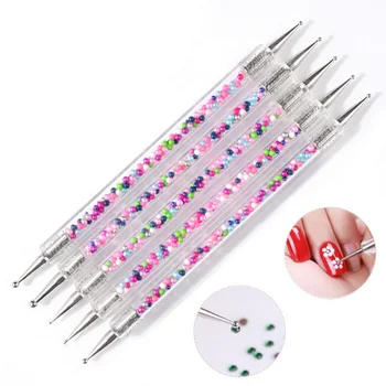 

by dhl or ems 200sets 5pcs/set UV Gel Painting Drawing Nail Dot Point Dotting Pen Acrylic Caviar 2 Way Brush Manicure Tools kit