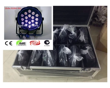 

12pcs LED Par Light 18x8W + flightcase RGBW 4IN1 LED Luxury DMX Led Flat Par Lights dj