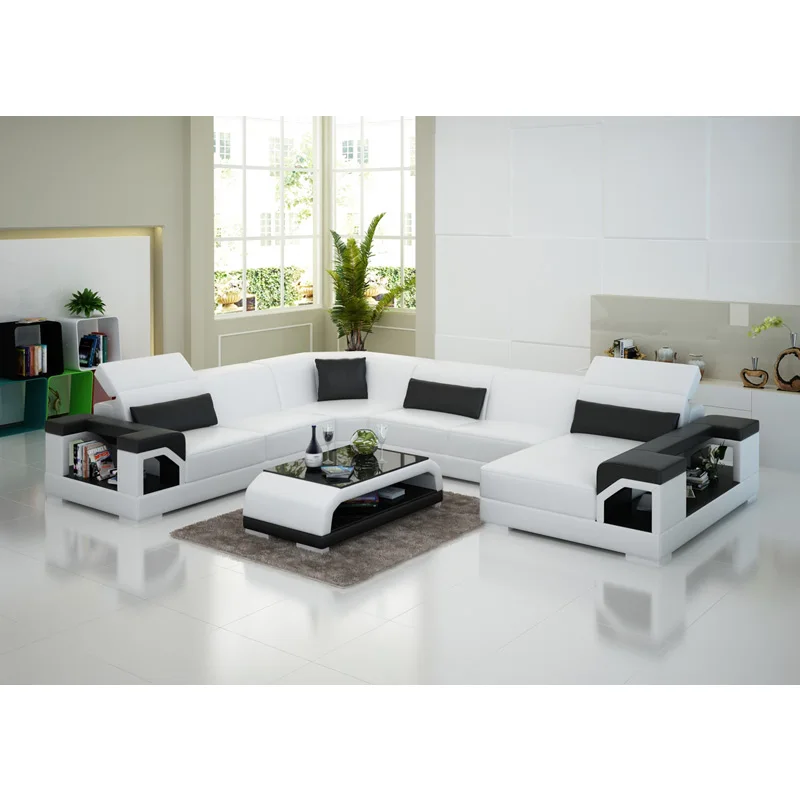 

Factory Outlets living room furniture cheap leather corner sofa set 7 seater sectional