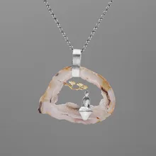 INATURE 925 пробы серебро натуральный агат Йога кулон ожерелье для женщин ювелирные изделия