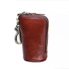 2017 hohe Qualität Vintage Frauen herren Rindsleder Reißverschluss Geldbörse Tasche Auto Key Wallets Fashion Multifunktions Keeper Halter