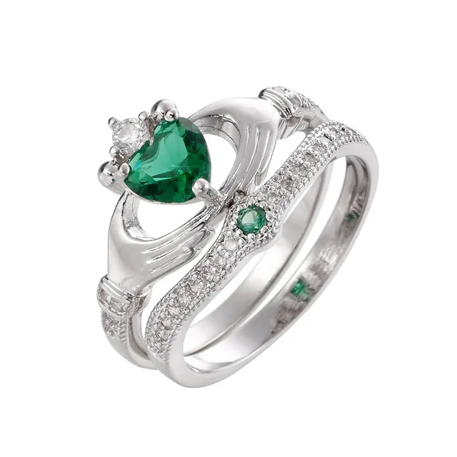 Heart Ring Set Fashion Wedding Rings Vintage Silver Color Rings