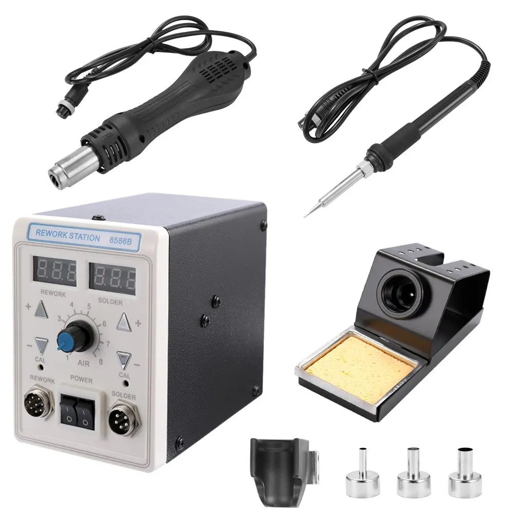 

Hot Air Machine Soldering Iron Dual Display 2 in 1 Rework Rework Station Hot Air Gun + Solder Iron Welding Set Repair Tool Kit