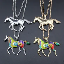 2017 New Fashion Women Jewelry Silver/Gold Tone Jewelry Running Horse Pendant 27″ Necklace Wholesale Free Shipping EA62