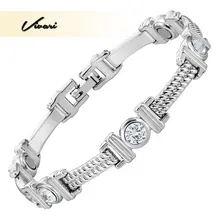 Vivari Ladies Silver Color Magnetic Beauty Bracelet For Women Clear Crystal 5pcs Magnets Chain Charm Bracelet Jewelry Wristband