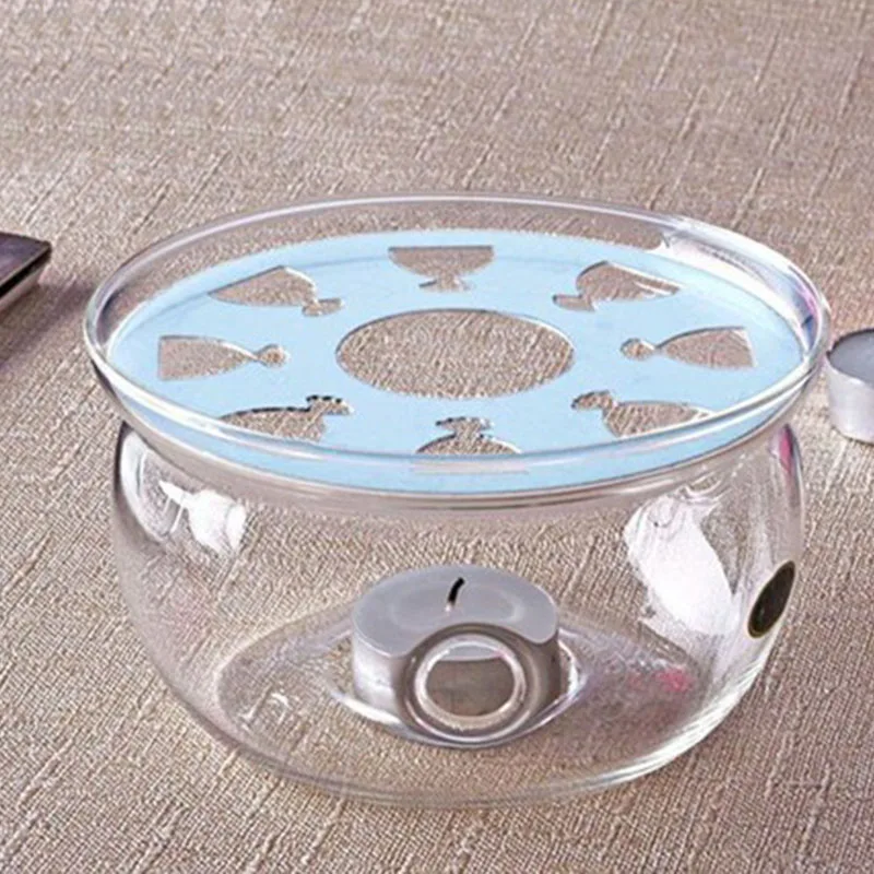 

Transparent Heat-Resisting Glass Pot Warmer Base Teapot Heater Round Shape Candlestick Teapot Coffee Water Flower Puer Tea