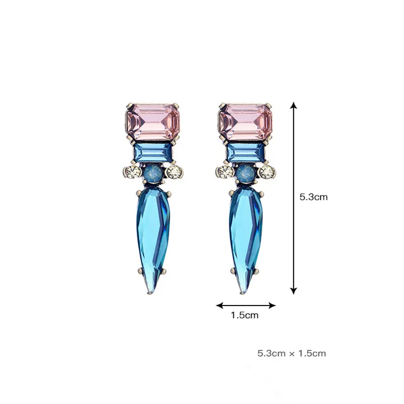 Wing yuk tak модный бренд Bijoux Голубые Стеклянные Прозрачные Серьги-гвоздики в стиле панк для женщин