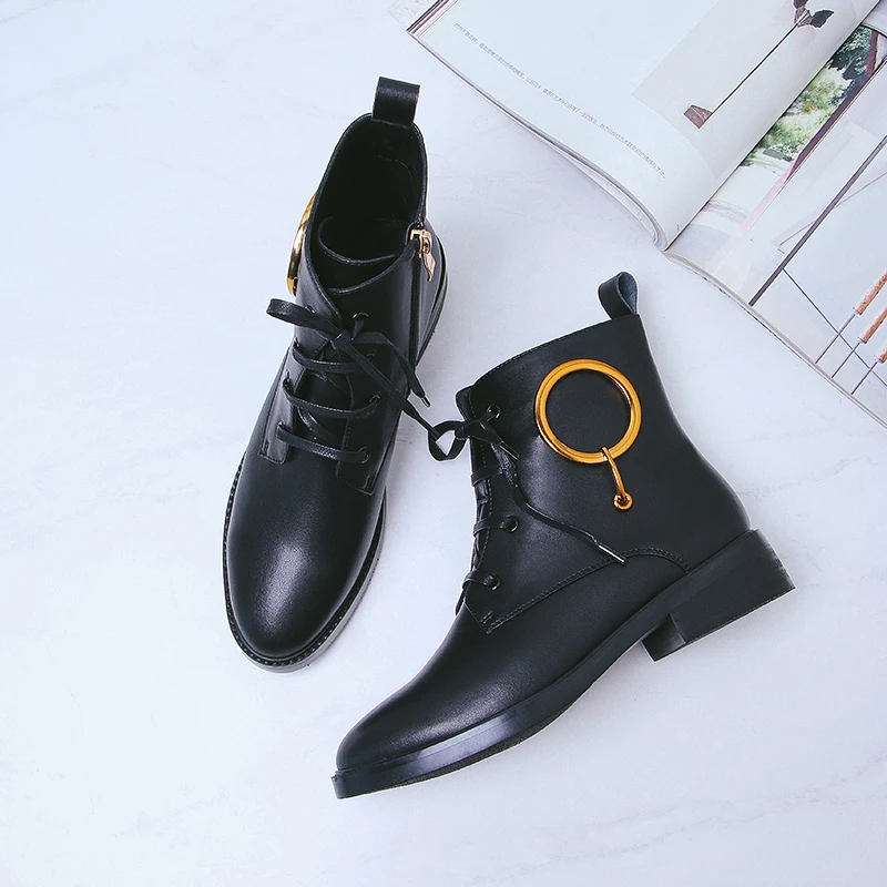 

2018 Winter New Brand Women Chelsea Martin Boots Winter Warm Martin Boots Cow Real Leather Women's Shoes Short Boots Woman 34-42