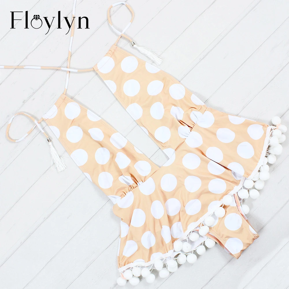 Сексуальный цельный купальный костюм Floylyn женская одежда для плавания в горошек