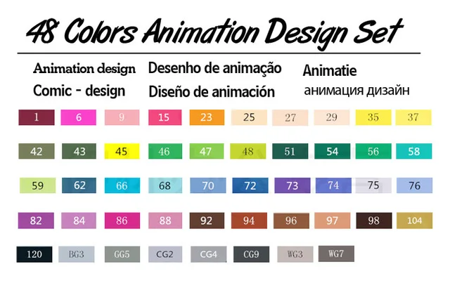 Touchfive 36/48/60/72 Цвета художника с двойной головкой Маркер Комплект жирной алкогольных Эскиз маркер для рисования ручка для анимация дизайн Манга - Цвет: 48 animation