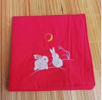  Pure cotton children's cute white rabbit embroidery handkerchief custom-made national wind handcuff