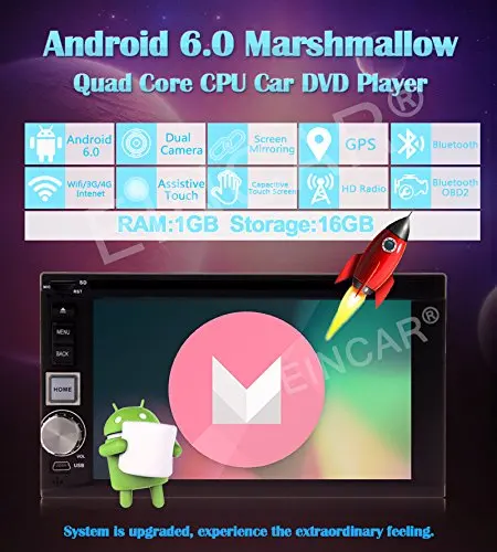 Best Latest Android 6.0 Double din Car DVD Player GPS Navigation Autoradio Bluetooth Radio Stereo 6.2
