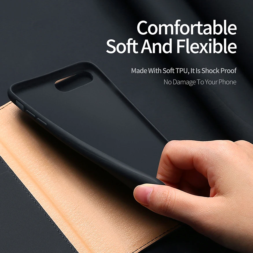 DUX DUCIS Genuine Leather Wallet Case for iPhone 8 7 Xs Vintage <br />Magnetic Flip Cover for iPhone Xs Max XR X 7 8 6s 6 Plus Coque-in Wallet<br /> Cases from Cellphones