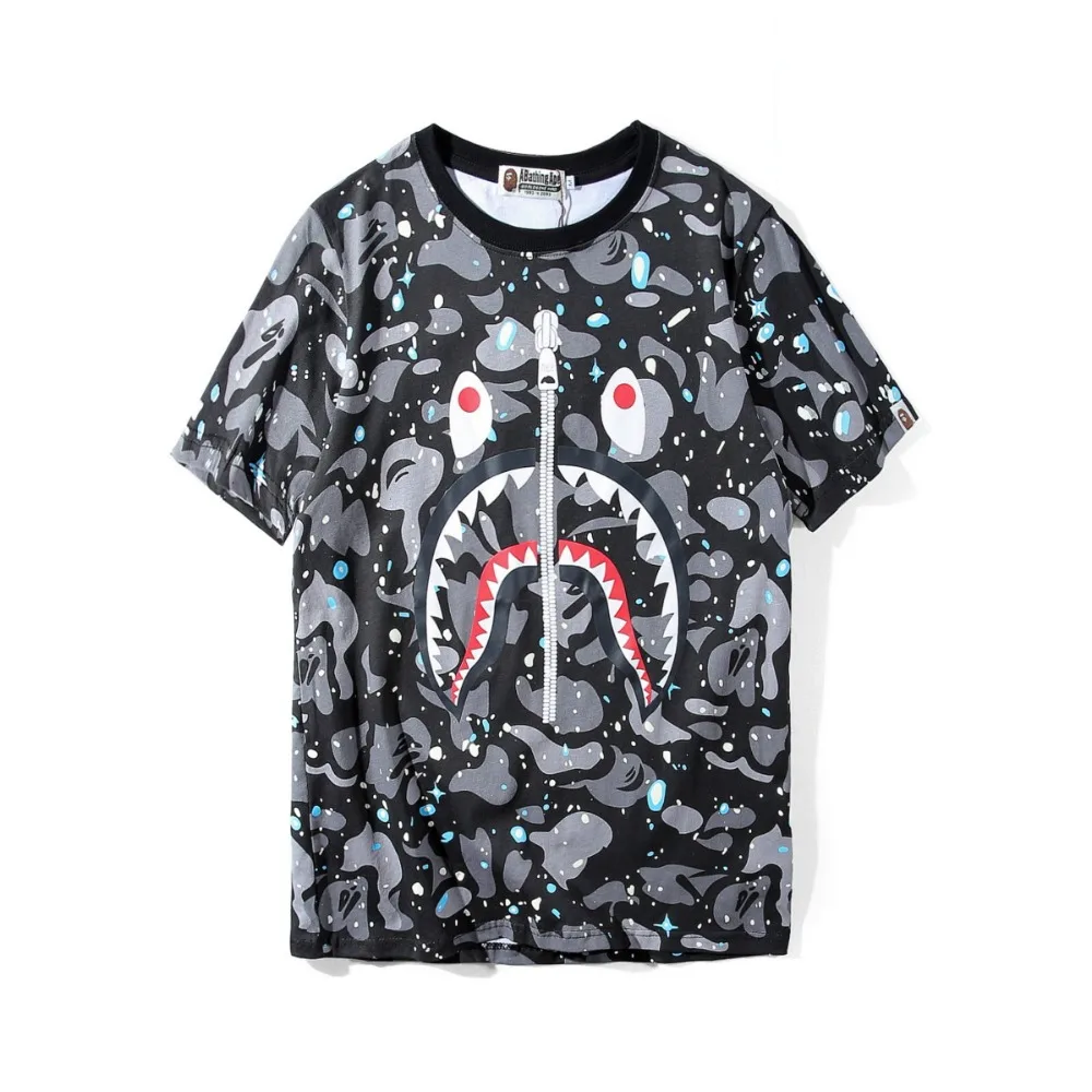 a bathing ape t shirt short sleeve zipper shark cotton bathing ape on ...