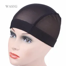 Bonnet de perruque en maille extensible, en Nylon élastique, respirant, beige, noir, 12 pièces/lot