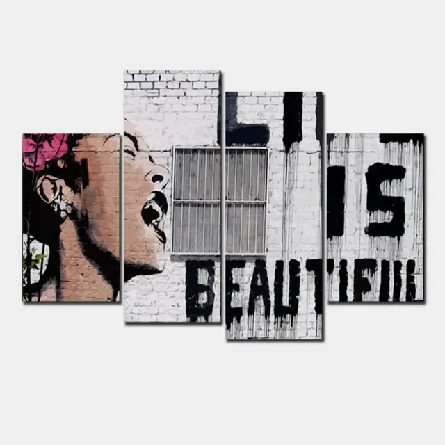 Us 8 99 4 Pcs Modular Banksy Art Colorful Rain Canvas Paintings For Living Room Wall Abstract Oil Home Decor In Painting 4 Pcs Modular Banksy Art Colorful Rain Canvas Paintings For Living Room Wall Abstract Oil Home Decor