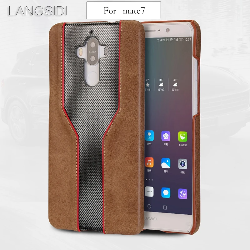 

mobile phone shell For Huawei Mate 7 mobile phone case advanced custom cowhide and diamond texture Leather Case