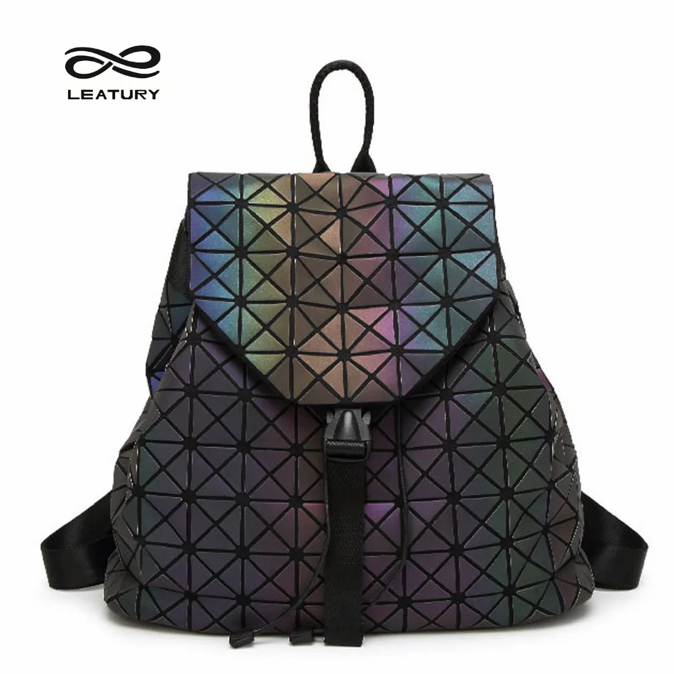 Leatury Luminous font b Backpack b font Diamond Lattice Bag Travel Geometric font b Women b